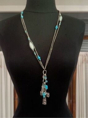 Shyanne Turquoise Cross Charm Layered Necklace